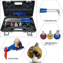 IBOSAD Manual PEX Pipe Expander Tools Kits with 1/2",3/4",1" Expansion Heads suit for Propex Expansion Meets ASTM F1960 Standard PEX Coupling Fitting Radiant Heat
