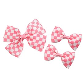 Checkered Hair Bow Clip for Women Girls Hair Bow Toddler Baby Bowknot Hair Clip Checkered Hair Accessories TSFJ75 (Pink)