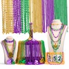 Becfupo 150 Pcs Metallic Mardi Gras Beaded Necklaces Bulk, Purple,