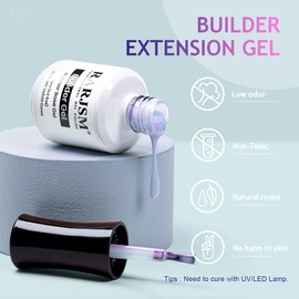 RARJSM Gel Builder for Nail Pearl Blue Hard Gel in a Bottle Mermaid Shell Glitter Blue Pearlescent Thick Extension Structure Gel Polish 15ml Soak Off Curing Requires Salon Home DIY Beginner Use