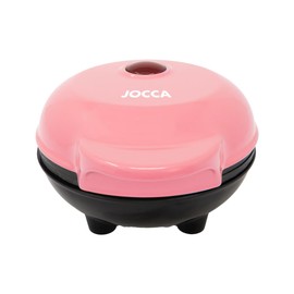 Jocca - Round Waffle Iron in Pink, 500 W, Non-Stick Plates, Waffles in 2-3 Minutes, Compact and Safe Design