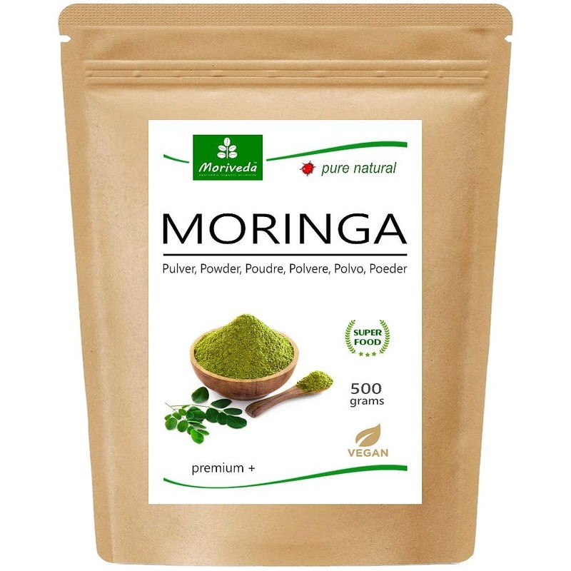 MoriVeda Moringa Powder 500 g, Vegan and Gluten-Free, Micro-Fine Oleifera