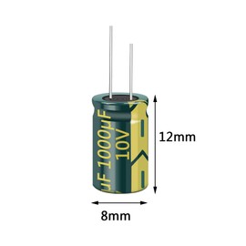 Cermant 20pcs 10V 1000UF Capacitor 8x12MM(0.31x0.47in) High Frequency Aluminum Electrolytic Capacitors for TV, LCD Monitor, Game