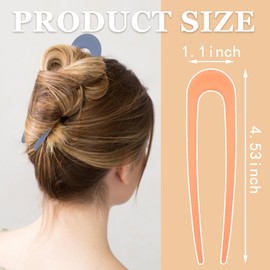 8Pcs French U-Shape Twist Pins for Women Girls Updo Hair Bun No Slip Clips Forks Flat Hair Clips Accessories Vintage Hairstyles Styling Tools for Thin Thick Hair Multi-Color