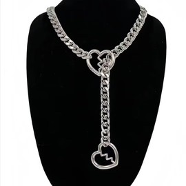 XioBingYou Heartbreak Ring Slip Chain Necklace for Women Adjustable Link Chain Choker Cuban Necklace Long Lariat Y-Necklace for Men Jewelry Gift