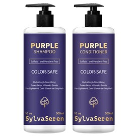 Purple Shampoo and Conditioner Set - Sulfate Free for Blonde, Bleached, Silver, or Brown Highlighted Hair Helps with Bonding, Anti-Brass Toning, Repair, and Hydration 10 oz (Purple Hair Care Set)