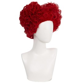 Queen of Hearts Wig Short Curly Red Heart Wig for Women Cosplay Costume Christmas