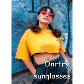 Onrtry Heart Shaped Polarized Sunglasses for Women Vintage Lovely Metal Frame Sun Glasses (Gold Frame/Pink Lens)