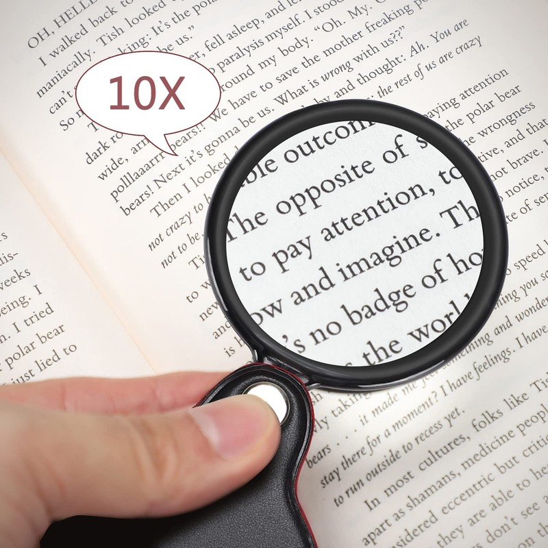 Teoyall 10X Small Magnifying Glass, 2 PCS Mini Pocket Magnifier