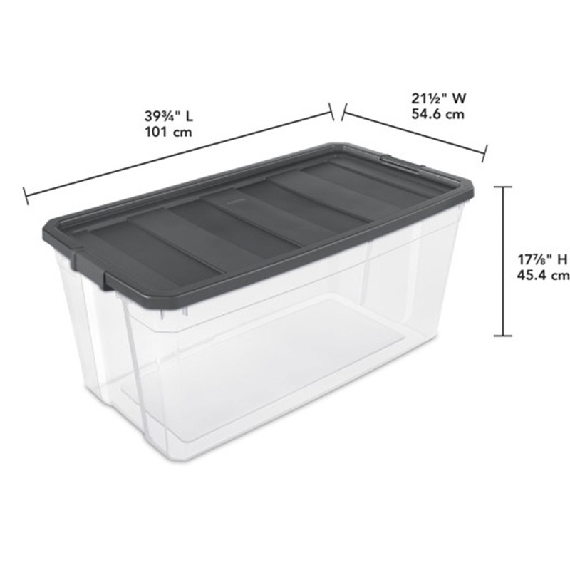 Sterilite 200 Quart Plastic Stacker Box, Lidded Storage Bin Container