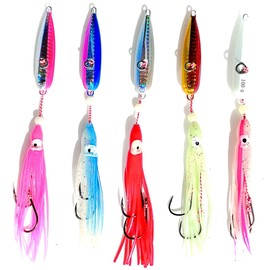 Anopono Tylava Metal Jig Octopus Bait, Set of 5 Colors/5 Pieces, Rigging Tagli Lead Replacement Needles, 4.5 inches (11.5 cm), Luminous Beads, Root Fishing, Fishing (3.5 oz (100 g)