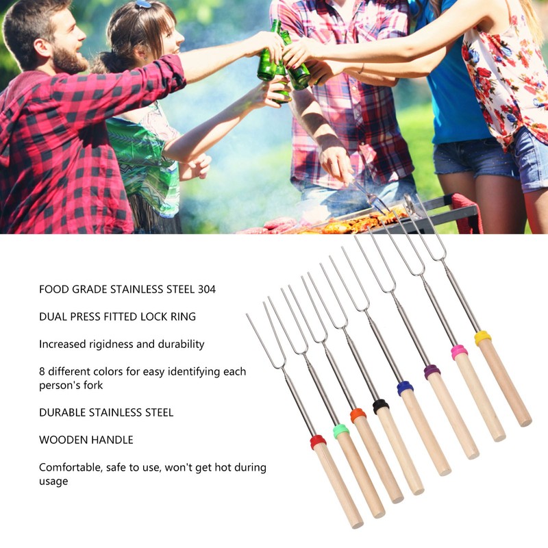 8Pcs Telescoping Extendable Marshmallow Roasting Sticks Marshmallow Sticks Kit Extending