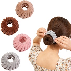 Birds Nest Hair Clip Set, 4 Pcs Velvet Bird Nest Hair Clip Expandable Ponytail Holders Lazy Bun Maker Hair Clips Non-Slip Bird’s Nest Plate Hairpins for Women Girls, Hair Accessories for Daily Styling