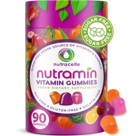 NUTRAMIN Daily Vegan Keto Multivitamin Gummies Non-GMO Natural Vitamin C, D + Zinc for Immunity, Plant-Based, Sugar-Free, Nut-Free, Gluten-Free, Biotin, Vitamin A, B, B6, B12 & More 45 Days (90 Count)