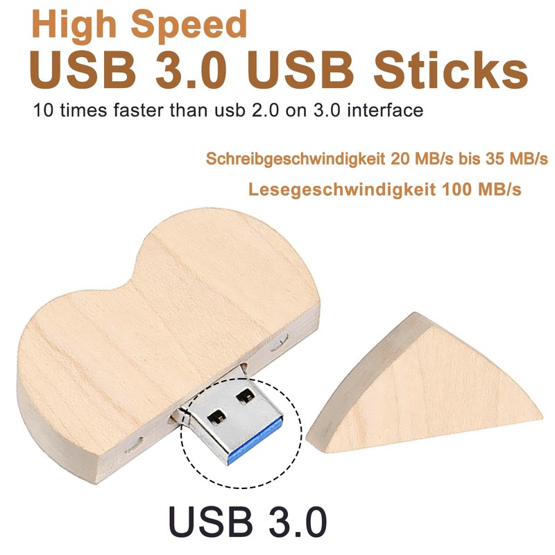 USB Stick Heart 64 GB USB 3.0 with Gift Box,