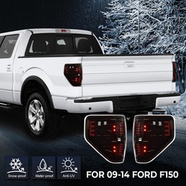 DOTCOM LED Tail Lights Assembly Fit For Ford F150 2009 2010 2011 2012 2013 2014 Pickup Rear Brake Lamps, Clear Lens Black Housing BL3Z13405B, BL3Z13404B Left & Right Luces Traseras Faros Traseros