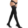 DORALLURE Fleece Lined Thigh High Stockings for Women Opaque Lace