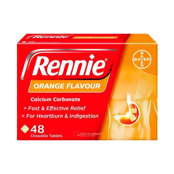 Rennie Orange 500mg Chewable Tablets 48