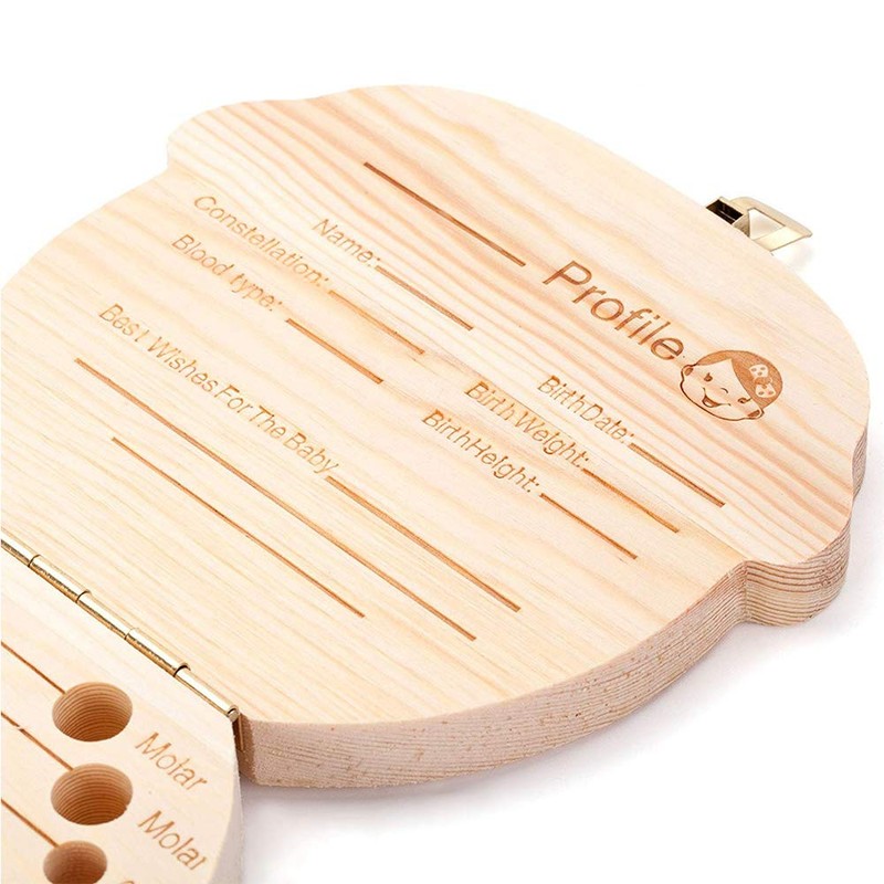 Aiky Wooden Baby Tooth Fairy Box Teeth Holder For Kids
