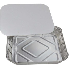 Bakery direct 10 x LARGE U.K. MADE ALUMINIUM FOIL FOOD CONTAINERS TRAYS 9" x 9" plus 10 foil backed Lids and FREE piping bag
