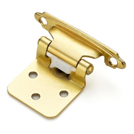 Ravinte 10 Pack 5 Pairs 1/2 inch Overlay Cabinet Hinges Gold Semi-Concealed Cupboard Hinges Face Mount Cabinet Door Hardware Self Closing Cabinet Hinges Decorative Kitchen Cabinet Hinges