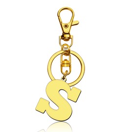 Dabihu Stainless Steel Letter Pendant with Key Ring for Car Key Handbag Backpack Bag Purse Initial Monogram Letter Keyring Alphabet Keychain Initial Letter S