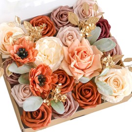 Lookein - Flores artificiales para decoración de boda, ramo de novia, centro de mesa, guirnalda de flores, arreglo de flores, exquisita terracota