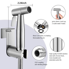 WEIDMAX Bidet-Handbrause, Hand Gehalten Bidet Sprayer Edelstahl Sprayer mit 49-Zoll-Schlauch und Halterung Halter, Includes T-adapter (G1/2''-3/8'')