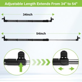 Car Clothes Hanger Bar Heavy Duty, 34-54inch Clothes Rod for Car Travel Upgraded Telescopic Thickened Steel Tube and Anti-Slip Ring Truck Clothes Hanger Bar Suitable and Portable.