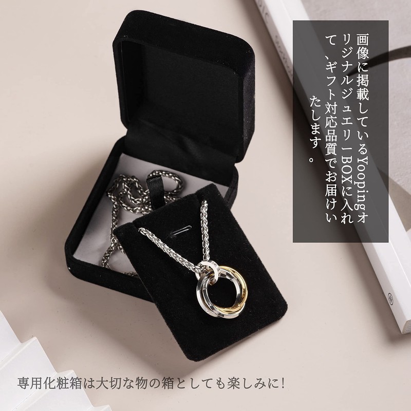 Yooping Men's Necklace, 3 Rows Ring, Pendant, Stainless Steel