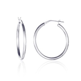 Diamond Treats Hoop Earrings Made of 925 Sterling Silver for Women and Teenage Girls, Simple, Polished Silver Hoop Earrings for Women, Simple Hoop Earrings Made of 925 Silver in Various Sizes,