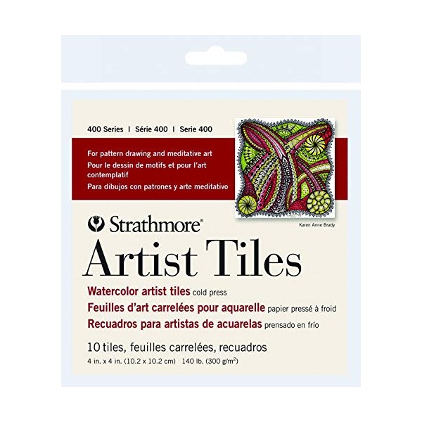 Strathmore 400 Series Watercolor Artist Tiles, Cold Press, 4 x 4 Inches, White, 10 Sheets