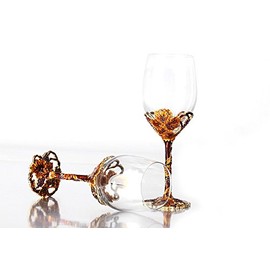 Bestbling Pewter Decorative Crystal Wine Glass Enamel Fancy Wine Glass for Household Decoration, Set of 2