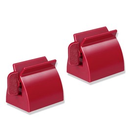 Rolling Tube Toothpaste Squeezer Dispenser Bathroom Toothpaste Creams Manual Toothpaste Holder Dispenser for Bathroom Saves Toothpaste, Red, Pack of 2