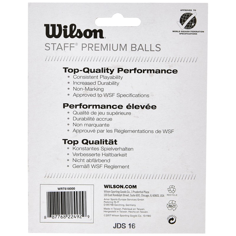 Wilson Squash Ball, 2 Pieces, 2 Pack, Fast, Professional, Blue