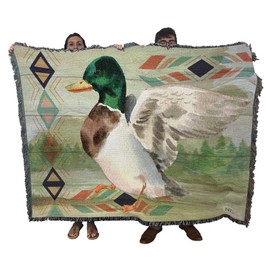 Pure Country Weavers Animals Lodge Mallard Duck Blanket by Nicole DeCamp - Wildlife Lodge Cabin Gift Tapestry Throw Woven from Cotton - Made in The USA (72x54)