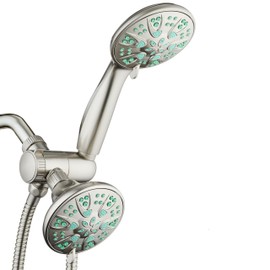 AquaDance Antimicrobial/Anti-Clog High-Pressure 30-setting Dual Head Combination Shower with Microban Nozzle Protection From Growth of Mold, Mildew & Bacteria for a Healthier Shower – Coral Green