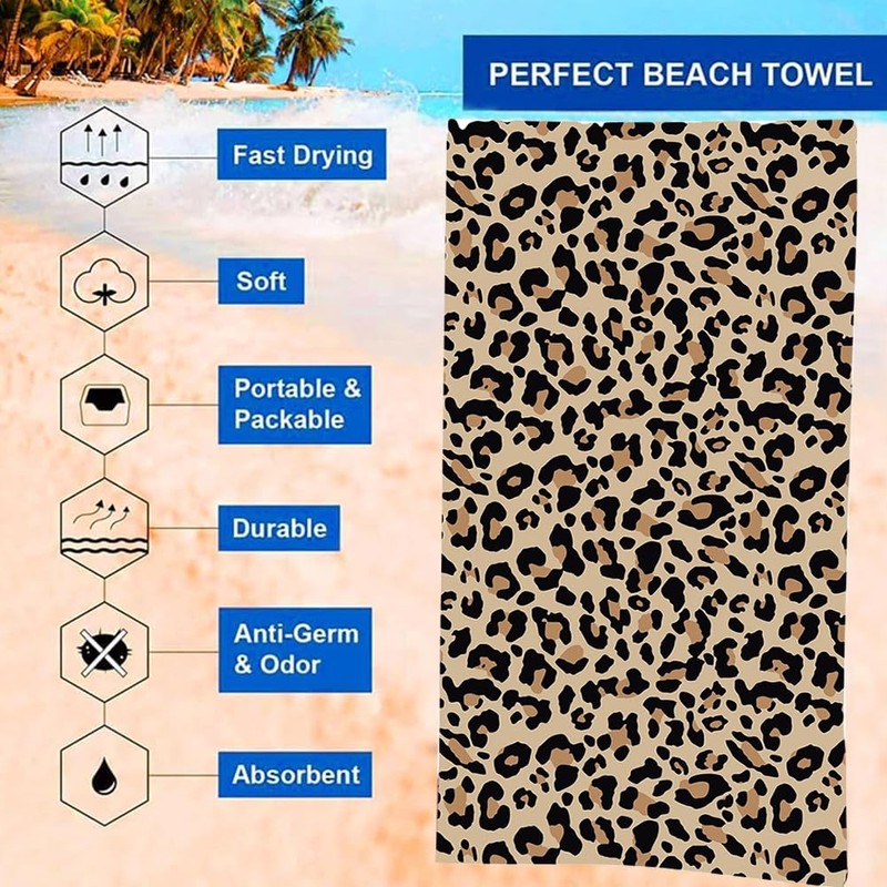 Leopard Print Towels, Beach Towel, Pool Towels, Large Beach Towels