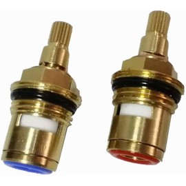 Repuesto de cartucho de cerámica con vástago de latón y disco cerámico G1/2" para grifo de cocina o baño (2 paquetes, agua fría y caliente)