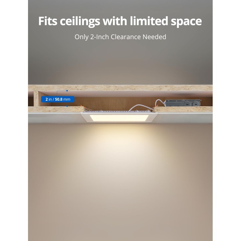 Vtuik 2 Pack 8 Inch Square LED Recessed Ceiling Light
