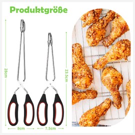 Pack of 2 Scissors Tongs, Stainless Steel Barbecue Tongs with Non-Slip and Heat Resistant, Barbecue Barbecue Tongs, Charcoal Tongs for Kitchen Cooking Baking BBQ for Turning and Clamping Food
