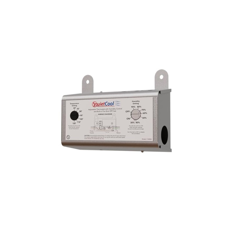 Quietcool Attic Fan Adjustable Thermostat and Humidistat with Built-in Fire