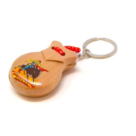 natural . mini castanets keychain. small musical instrument keychain. flamingo dance. small. spanish from Spain