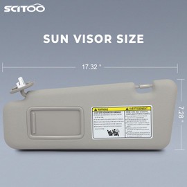 SCITOO Left Driver Side Gray Sun Visor Assembly fit for 2008 2009 2010 2011 2012 2013 for Toyota for Highlander with Sunroof Replace# 74320-48500-B0,74320-0E050-B0,74320-0E051-B0