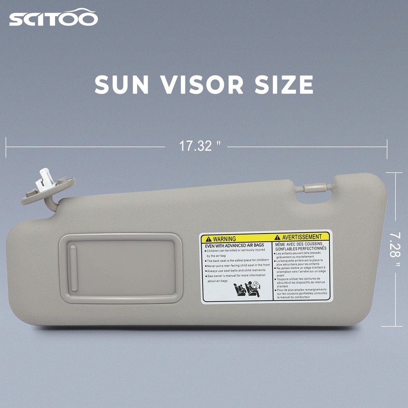 SCITOO Left Driver Side Gray Sun Visor Assembly fit for