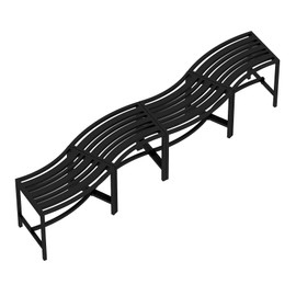 Timechee Metal Curved Fire Pit Bench Set of 4, Outdoor Fire Pit Seating, Steel Backless Outside Fire Pit Bench for Garden, Patio, Porch, Backyard, Plant Stand, Heavy Duty Plant Holder, Style 3, Black