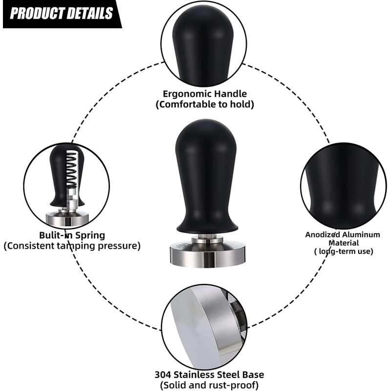 VIA CREMA Calibrated Espresso Tamper. Siebträger Tamper - with Spring