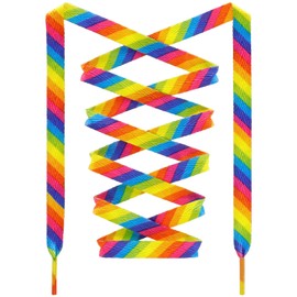 DANHUA Thin Flat Colorful Rainbow Print Shoelaces 45Inch Shoe Laces Shoestring 2 Pair