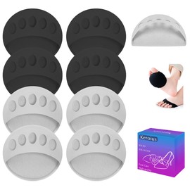 Keroius 4 Pairs Honeycomb Fabric Forefoot Pads Women High Heels Invisible Socks High Heel Comfort Pads for Relieving Foot (2Gray 2Black)