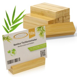 ECENCE 10 x Bamboo Place Card Holders, Wooden Card Holder for Weddings, Ideal as Business Card Holder, Postcard Holder, Menu Card Holder, Photo Holder